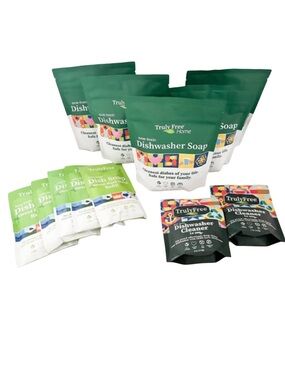 New Truly Free Dishwasher & Dish Soap Bundle Non Toxic Plant Based Cleaning Set